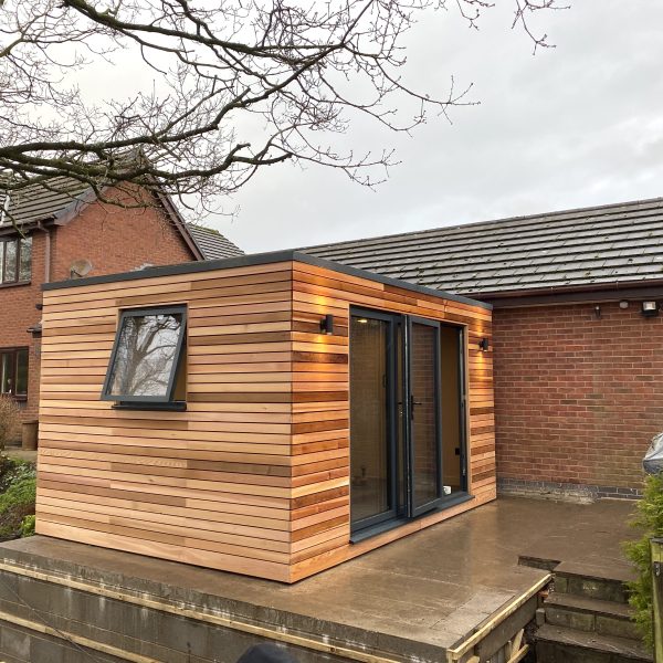 4.2m x 3m bespoke cubed studio with horizontal cladding