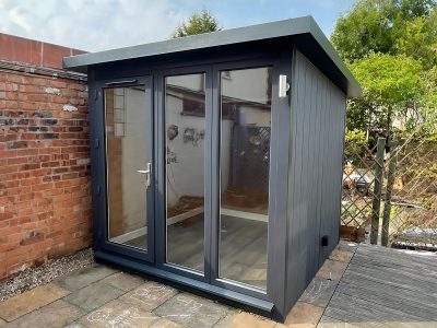 2.4m Hampton with outside light and grey weatherboard