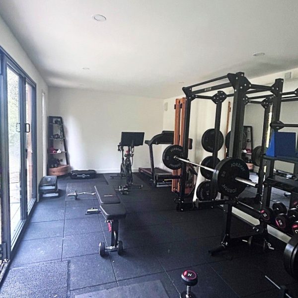 gym interior with inset downlights