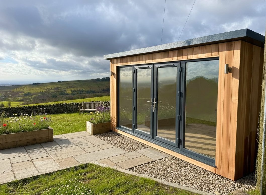 contemporary overhang with french doors