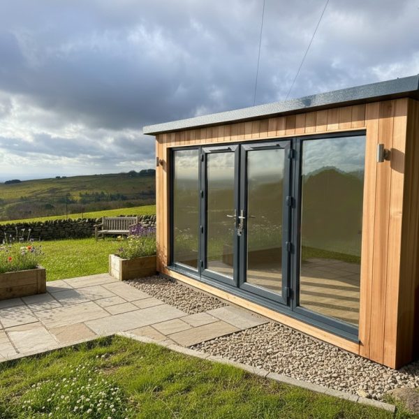 contemporary overhang with french doors